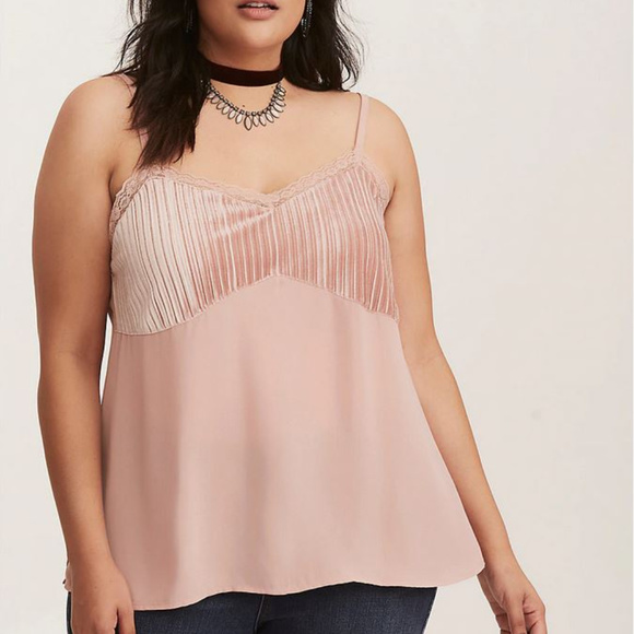 torrid Tops - Torrid blush pink velvet chiffon cami tank top 2x